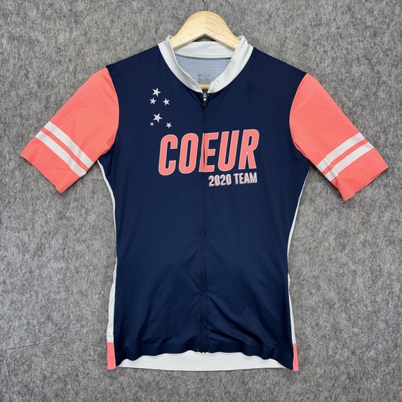 Coeur Pants - COEUR Triathlon Short Sleeve Top Womens XS Pink Blue Run Cycle Swim Pockets Zip